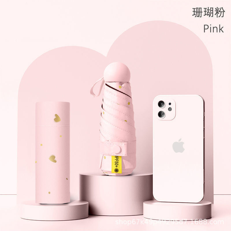 50% off umbrella for both sunny and rainy days, women's sun umbrella, sun protection and uv protection capsule umbrella, foldable mini sunshade umbrella, personalized