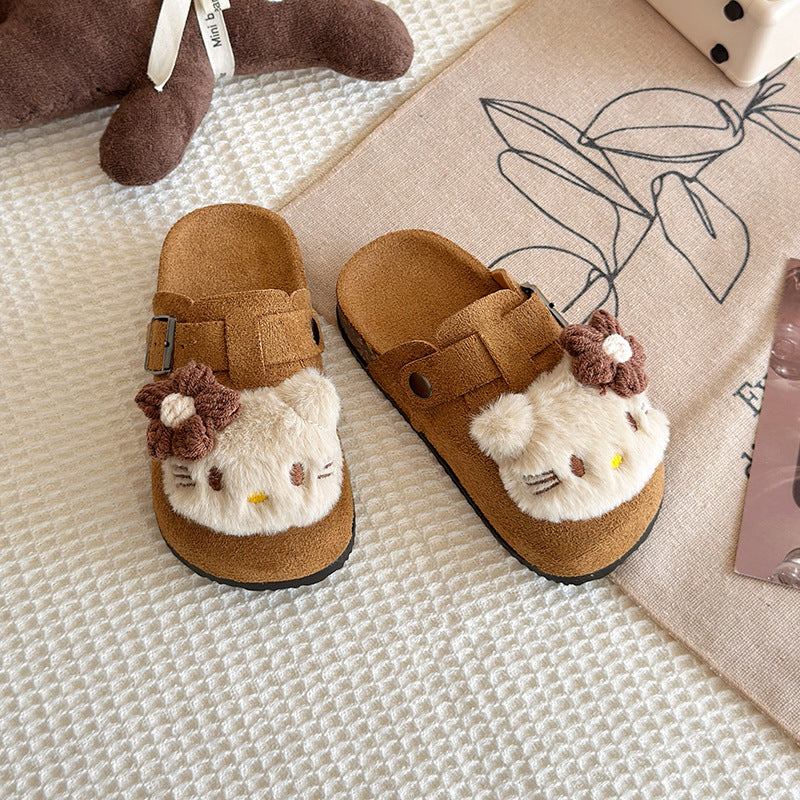 Kids' birkenstock-inspired slides - new autumn 2026 collection: cute cartoon hello kitty design, comfortable, non-slip, closed-toe birkenstock-style slides
