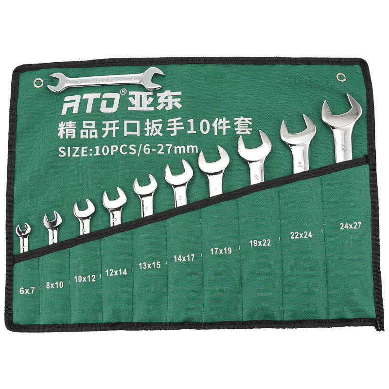 Yadong Tools Manual Stay Wrench Set Set Mirror Double Head 6-27 Open Wrench Full Set Storage Bag Cloth Bag