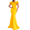 C8519 cross-border  fashion women's summer solid color off-the-shoulder mermaid maxi dress - export evening gown