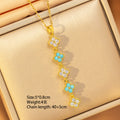 [titanium steel] cross-border popular zirconium-inlaid four-leaf clover necklace, accessible luxury, fashionable, versatile, long, high-end pendant necklace