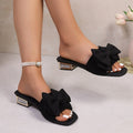 Women's summer sandals 2026: new korean style chunky heel peep-toe slides with bow detail - perfect for outdoor wear