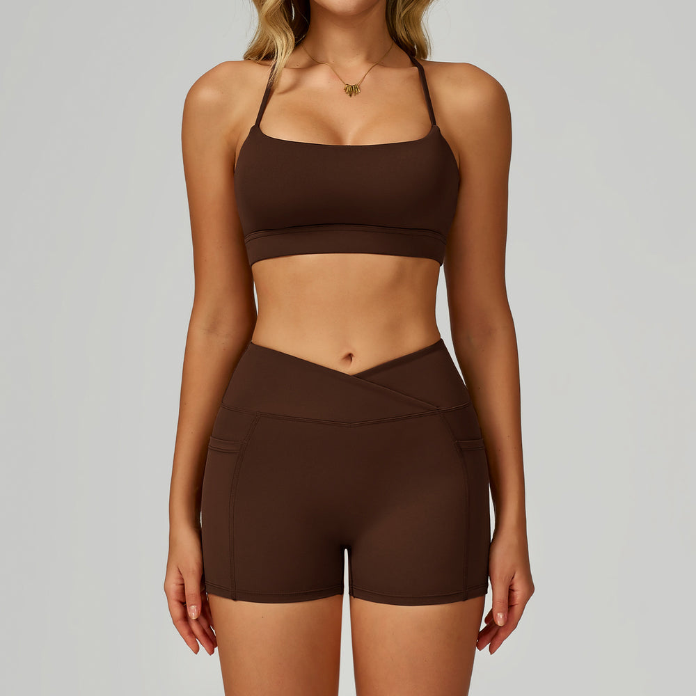 nude yoga suit cut out beautiful back yoga suit women's high waist belly wrap tight running fitness suit 2030