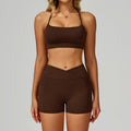 nude yoga suit cut out beautiful back yoga suit women's high waist belly wrap tight running fitness suit 2030