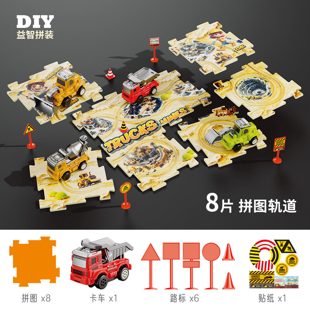 children's diy multifunctional electric vehicle educational toy for boys ages 3-6, construction vehicle model puzzle track car