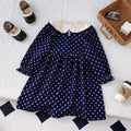 Trendy girls' dress - new autumn collection: long-sleeved, color-blocked polka dot princess dress for baby girls - chic autumn/winter style