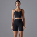Naked feel high-waisted butt-lifting compression shorts & open-back sports bra set - women's breathable, quick-dry running, fitness & yoga apparel