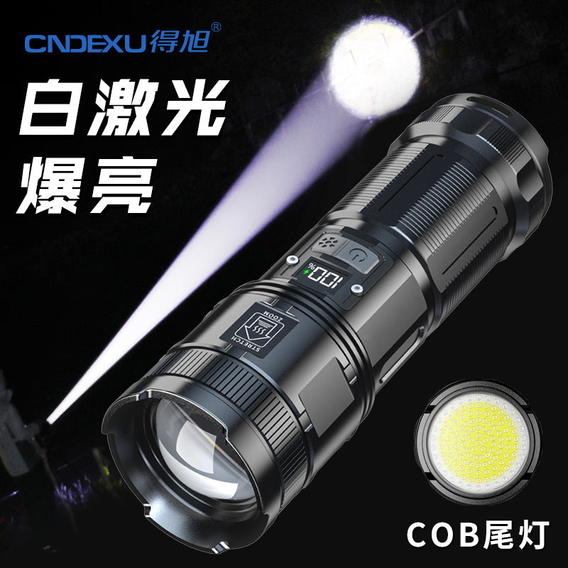 Cross-border high-end explosive white flashlight outdoor super bright USB charging flashlight zoom P90 camping light super long