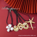 Classic leather chain clasp faux pearl pendant with floral, starfish, and seashell design – perfect for women's gatherings