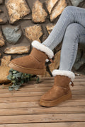 cross-border winter new arrivalfleece-linedthickenedplus size snow boots thick sole fur bow bowsheattech short boots for women