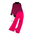 Fashionsuitk-stylelong sleeves stand collar loose jacquard knittingsweatertwo-piece sethigh waistslimming lookstraight-legloose pants
