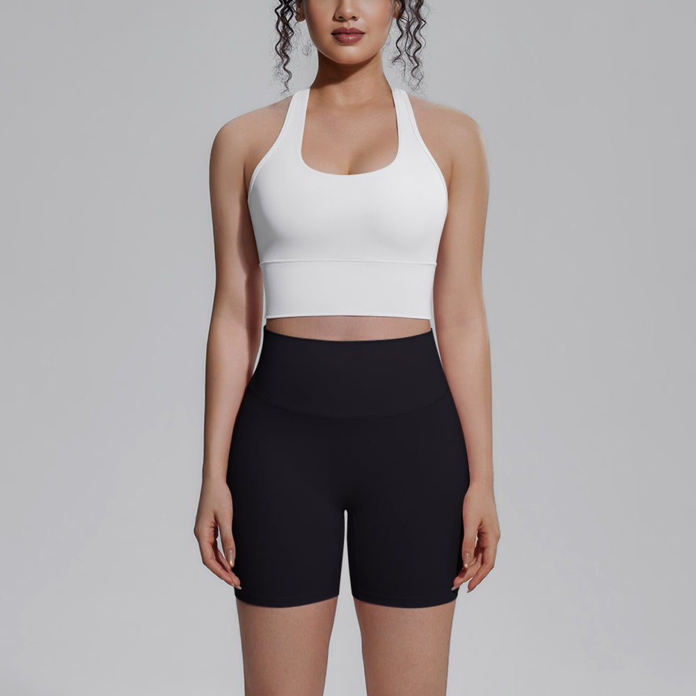 Naked-feel compression sports bra with padded cups, yoga bra set, quick-dry butt-lifting outdoor running fitness set for women