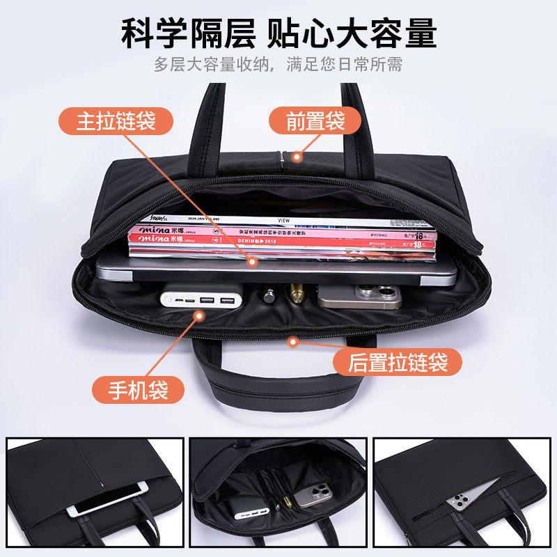 Large capacity zippered tote business briefcase - conference, meeting, document, and laptop bag - customizable with printing - office document bag