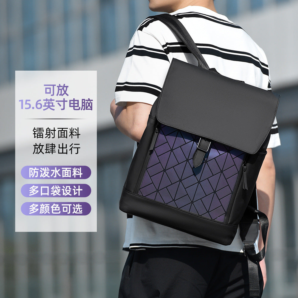 Cross-border  trend casual backpack new diamond laser student schoolbag men's commuter hand carry computer bag