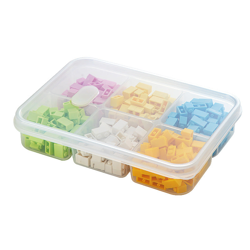 Children's toy storage box transparent with lid grid classification plastic desktop parts puzzle building block Lego storage box