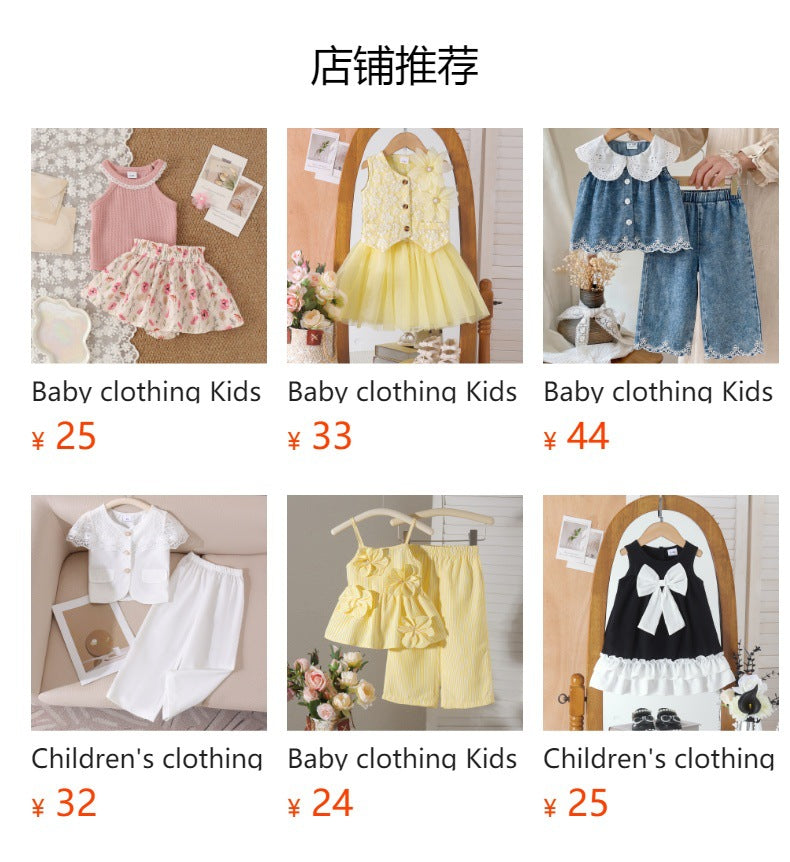 Children's clothing cross-border european and american girls stripes t-shirt + blue pants two-piece set children's clothing