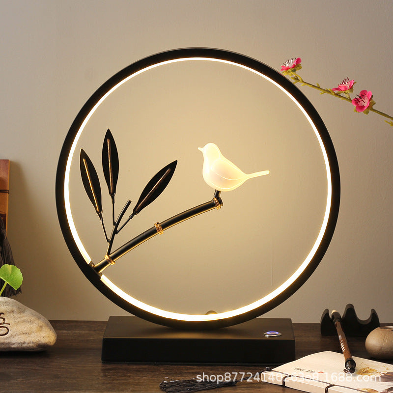 Minimalist modern circle table lamp - bedroom bedside lamp with remote control, creative personalized gift ornament, usb phone charger