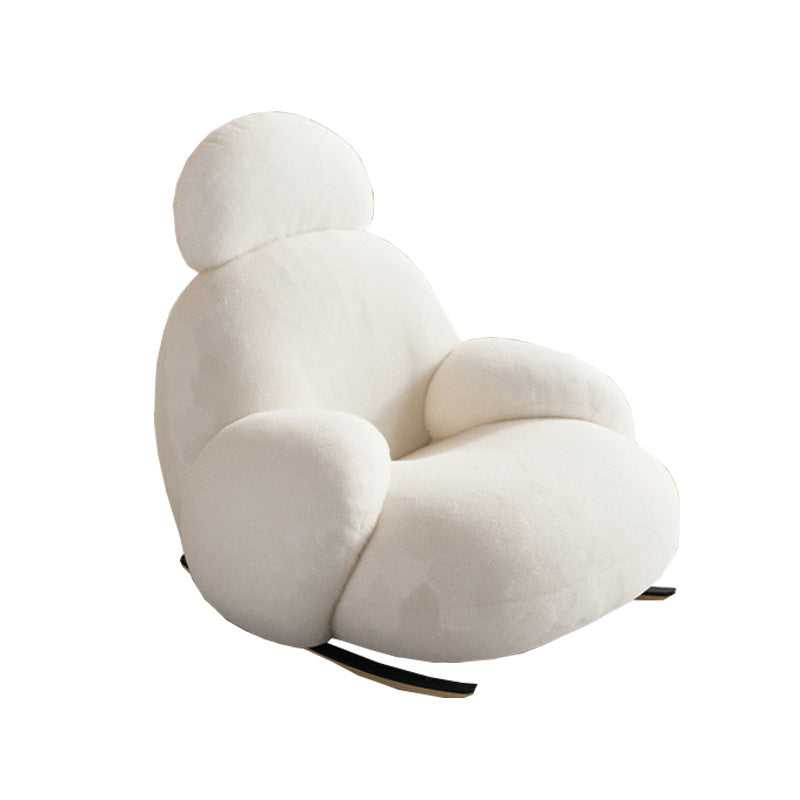 Cream style large white chair popular bedroom sofa single rocking chair lazy sofa casual modern balcony rest chair
