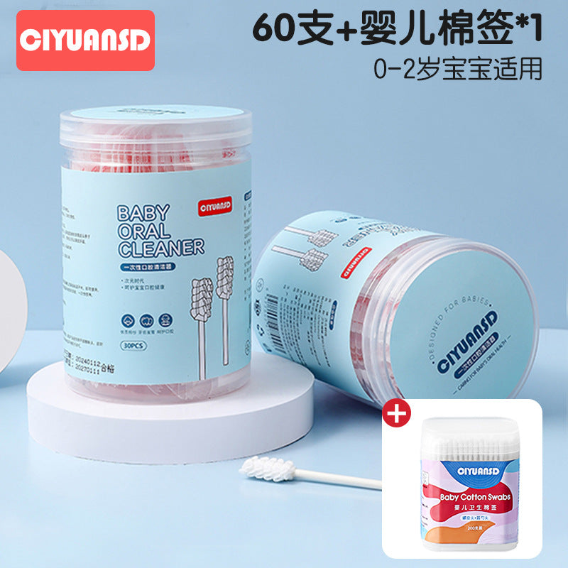 Baby oral cleaner newborn infant soft bristle toothbrush baby tongue scraper gauze cotton swabs kids cotton buds