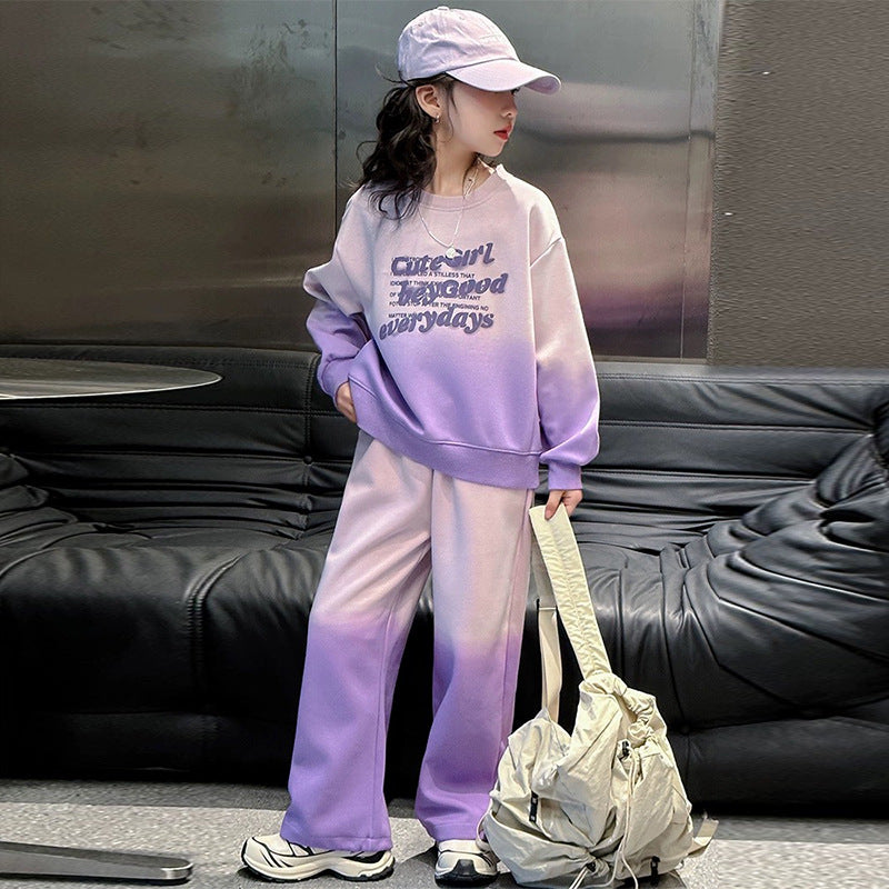 Girls' fall outfit : stylish new autumn collection for kids - trendy activewear tracksuit set for older girls, perfect for spring and autumn