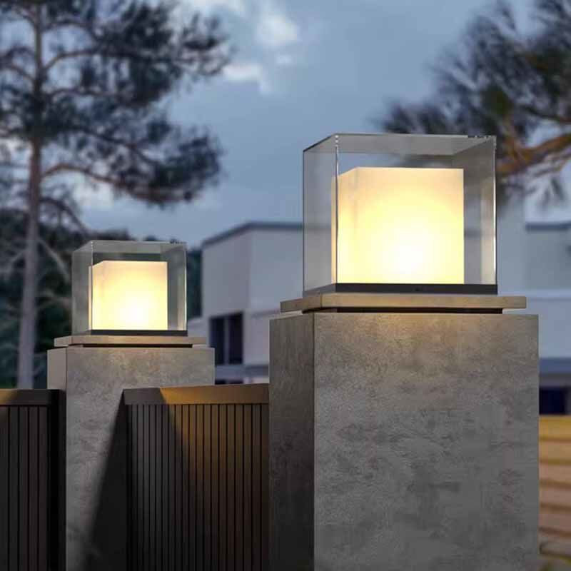 Outdoor villa pillar lights, solar powered post lights, waterproof courtyard fence lights, exterior doorway lights