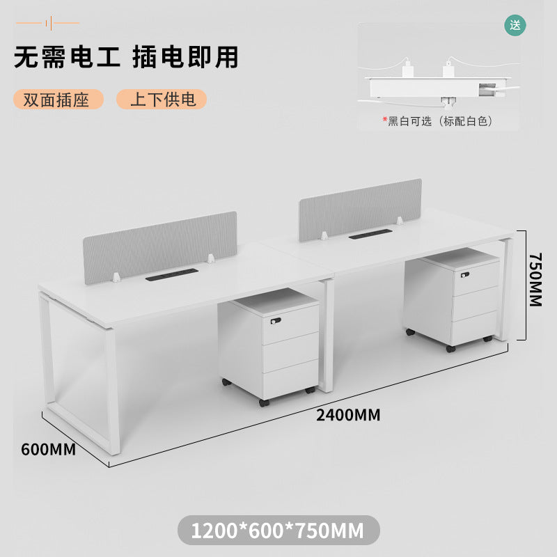 Office desk and chair set - modern minimalist design for 4-seat workstations, partitioned cubicles, and 2/4/6 person office furniture