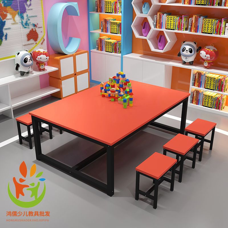 Kindergarten primary school students color desks and chairs children's studio training painting table art manual tutoring class