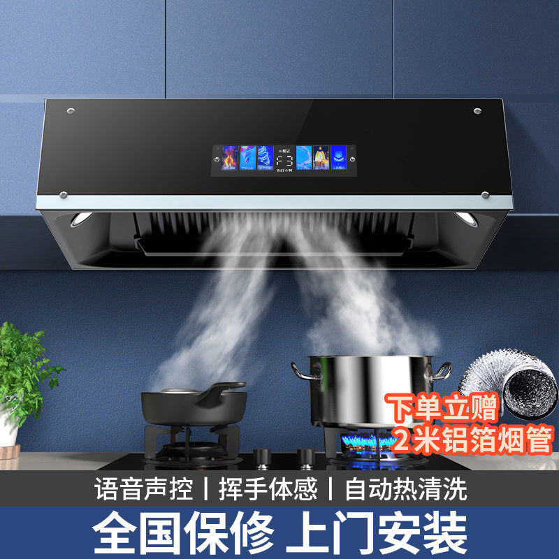 Wholesale high suction range hood for home kitchen automatic cleaning chinoiserie small old-fashioned top suction range hood