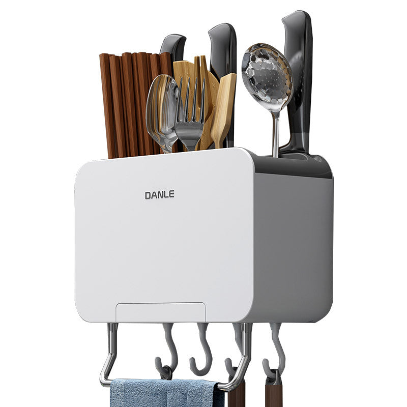 Chopsticks cartridge storage box wall-mounted household chopsticks cage bucket spoon kitchen tableware chopsticks drain knife holder integrated rack