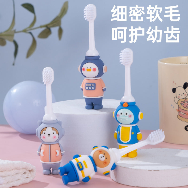 Boxed children's toothbrush cartoon baby cartoon astronaut soft bristle toothbrush 3-12 years old baby oral cleaning