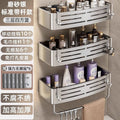 Silver three-tier square basket with handle - extra tall and heavy-duty