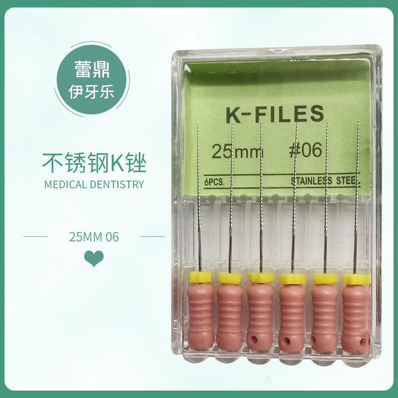 Dental H file K file Enlarged needle Root canal Stainless steel file Nickel titanium file R file One box of six boxed manometry needles Hand use