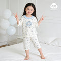 A-grade pure cotton summer lightweight pajamas, kids' loungewear, summer boys' and girls' three-quarter sleeve air conditioning suit, two-piece set