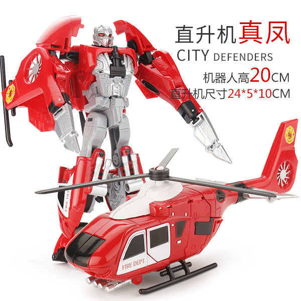 Kids' alloy transforming robot fire truck series: autobots, helicopters, police cars, and motorcycle model toys