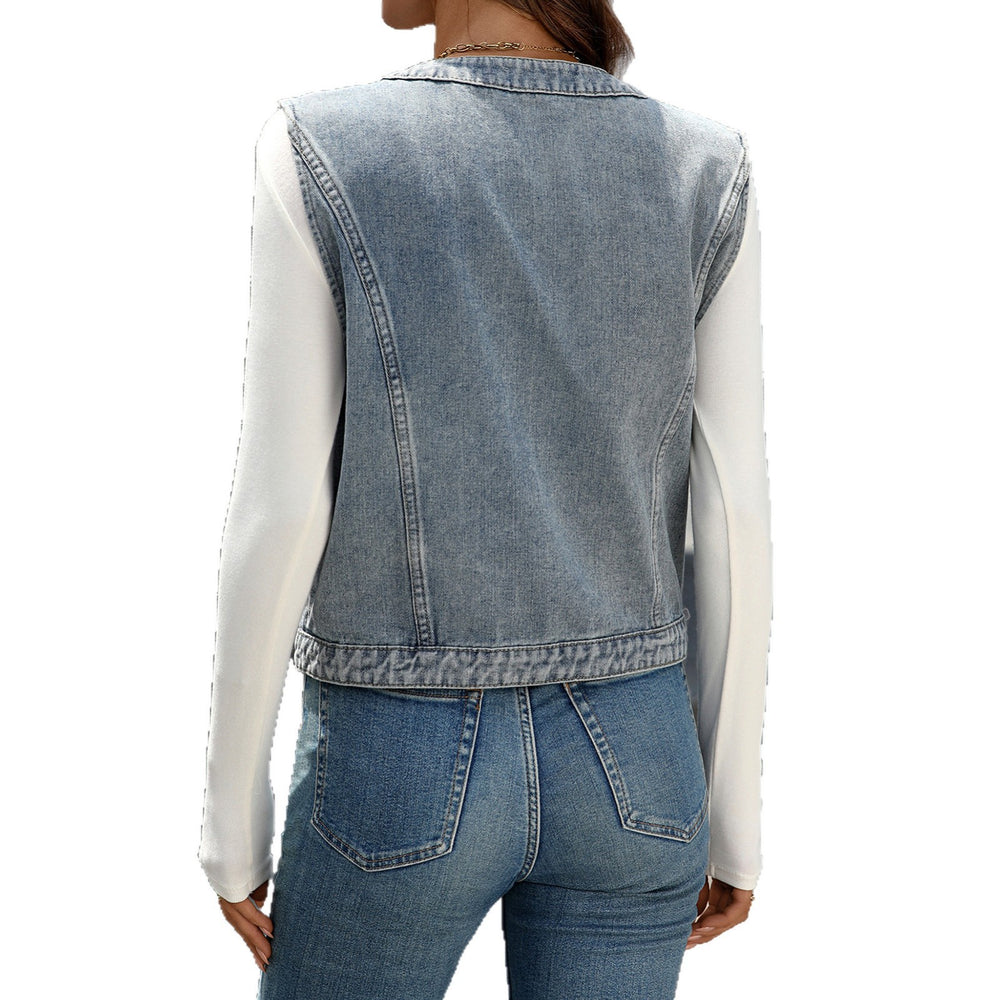 Fashion cross-border export  independent station new arrival denim vest waistcoat fashion denim sleeveless vest for women
