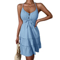 new cross-border european and american style mini dress - sexy backless halter neck sundress
