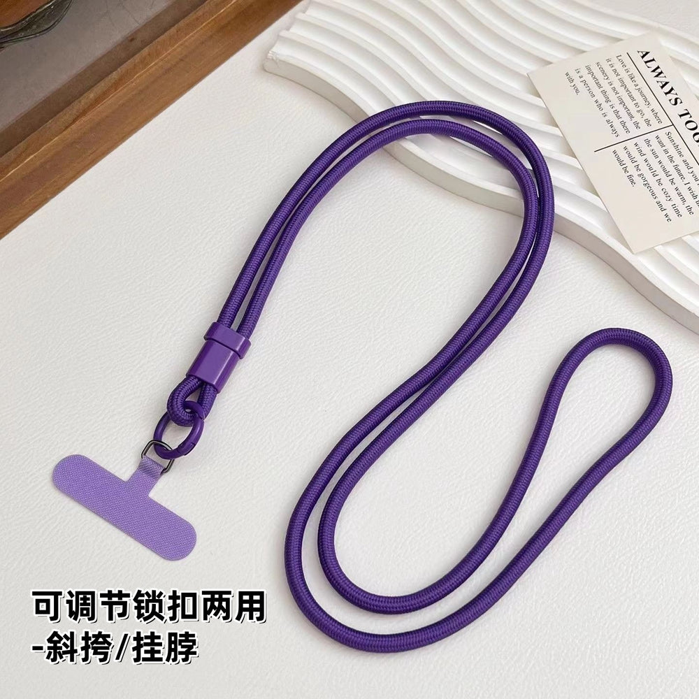 Adjustable buckle pure color mobile phone lanyard cross-body halter dual-purpose nylon rope woven strong and durable anti-lost anti-fall