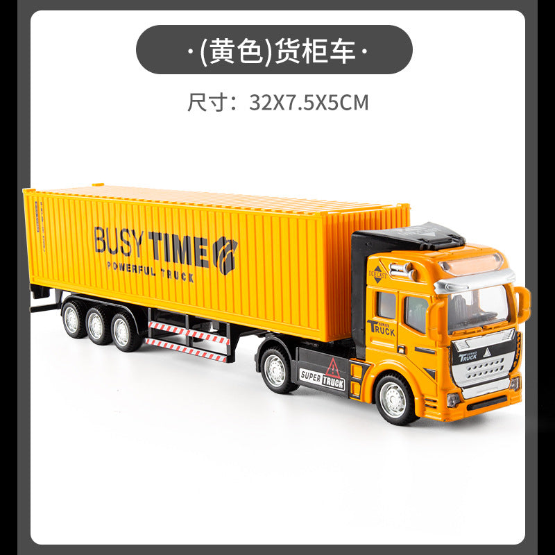 Die-cast alloy semi-truck toy - kids' playset with trailer, container transport, and realistic container model - perfect for young truck enthusiasts!