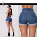 e-commerce   european and american new summer women's denim shorts sexy high-waisted rolled hem hot pants