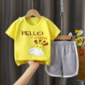 Summer children's clothing set: pure cotton t-shirt & underwear for boys and girls, baby & infant short-sleeve tee and shorts - dropshipping available