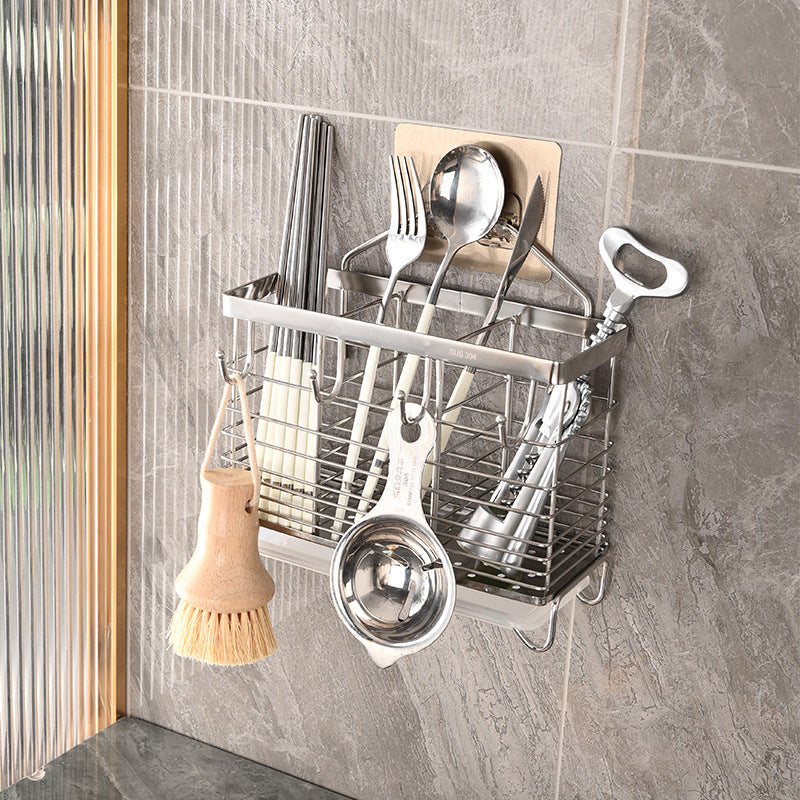 Stainless steel chopstick holder kitchen chopstick cage wall-mounted chopstick organizer home utensil holder knife spoon chopstick tube storage rack