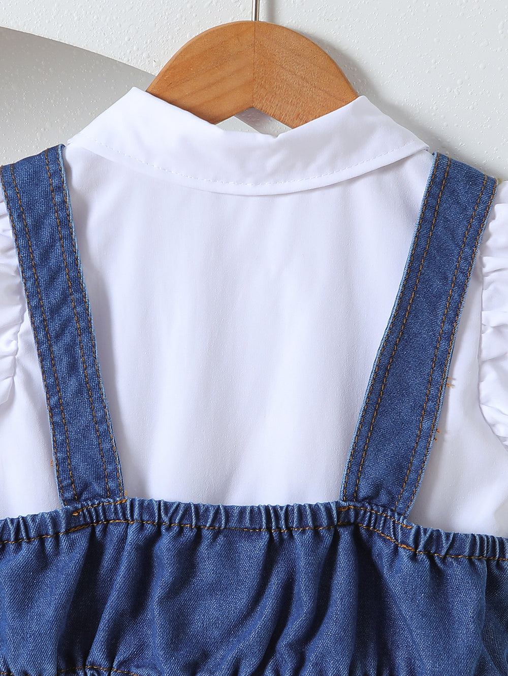 Girl denim two-piece setsummerpopular baby outweareasiest for matchcasual suspender suit skirt sleeveless tweed style