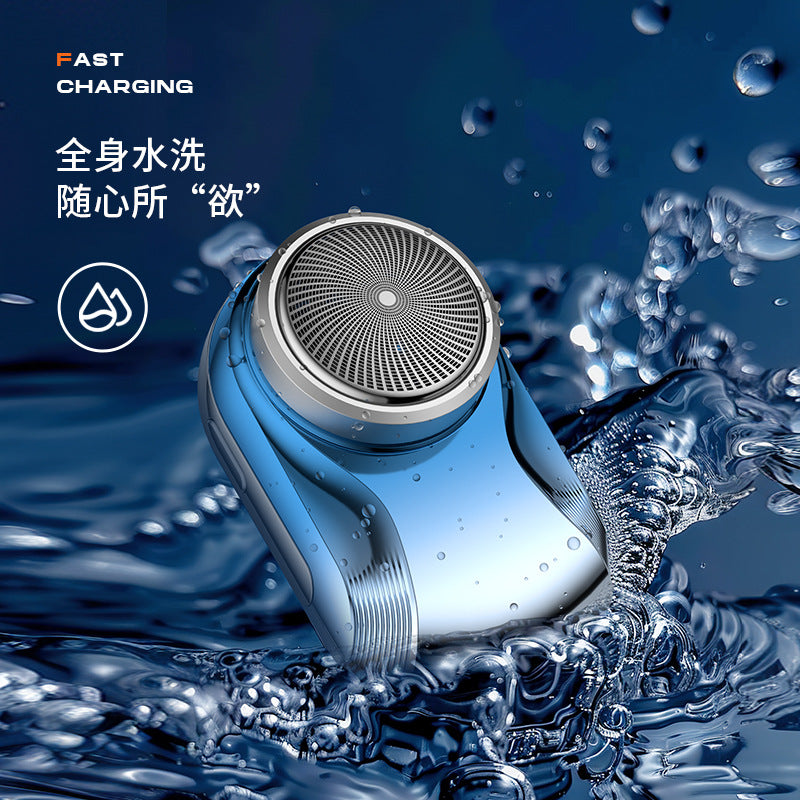 Mini electric shaver - compact, digital display, men's home & travel razor, car-ready, portable, fully washable