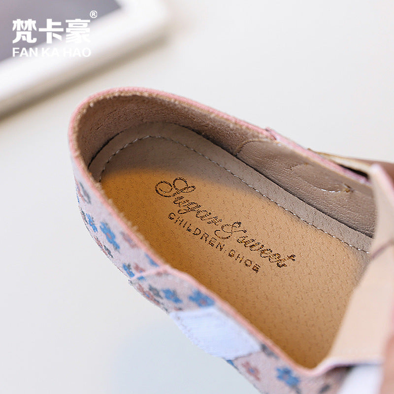 Fankahao shein girls' floral princess shoes, new spring/autumn  collection, soft-soled birkenstock-style shoes for toddlers and young children