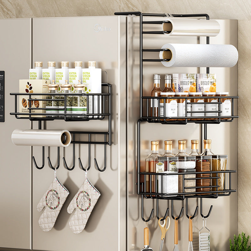 Refrigerator shelf Side storage rack Artifact Kitchen supplies Household Daquan Side wall plastic wrap Multi-layer hanging shelf