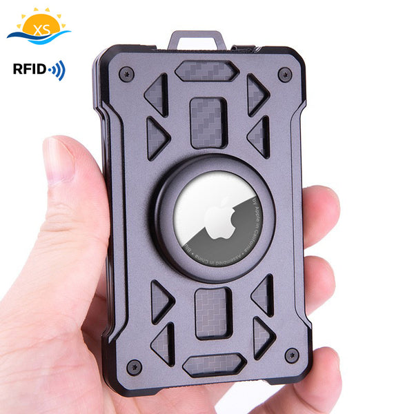 Anti-theft Brush Tracker AirTag Metal Bank Card Holder Business Card Holder RFID Credit Card Holder Aluminum Alloy Card Holder