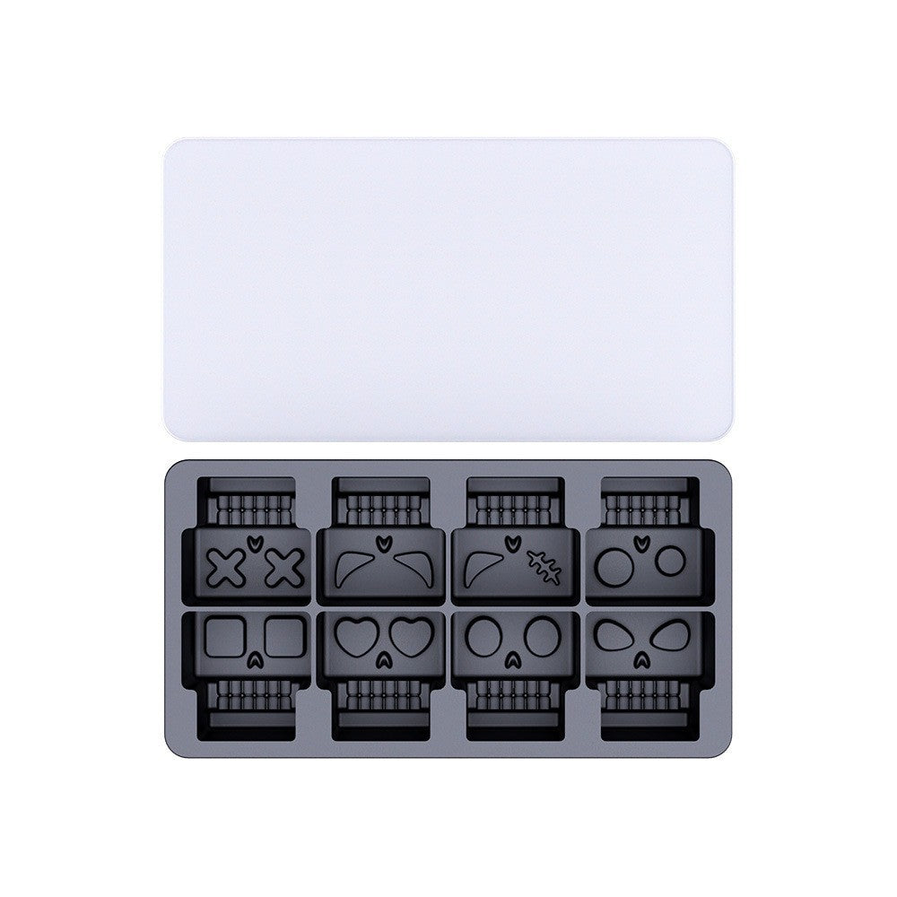 Cross-border spoof skull ice grid mold spoof with lid whiskey ice maker silicone ice cube ice mold film customization