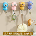 Entryway no-drill strong adhesive retractable hook - cartoon cute & creative figurine, damage-free adhesive hook for door back
