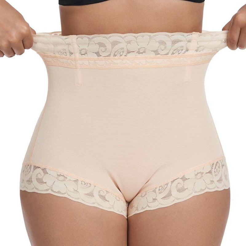 hardened mesh high waist hip lifting and abdominal tightening pants for women lace glue summer body shaping pants boxer waist tightening pants