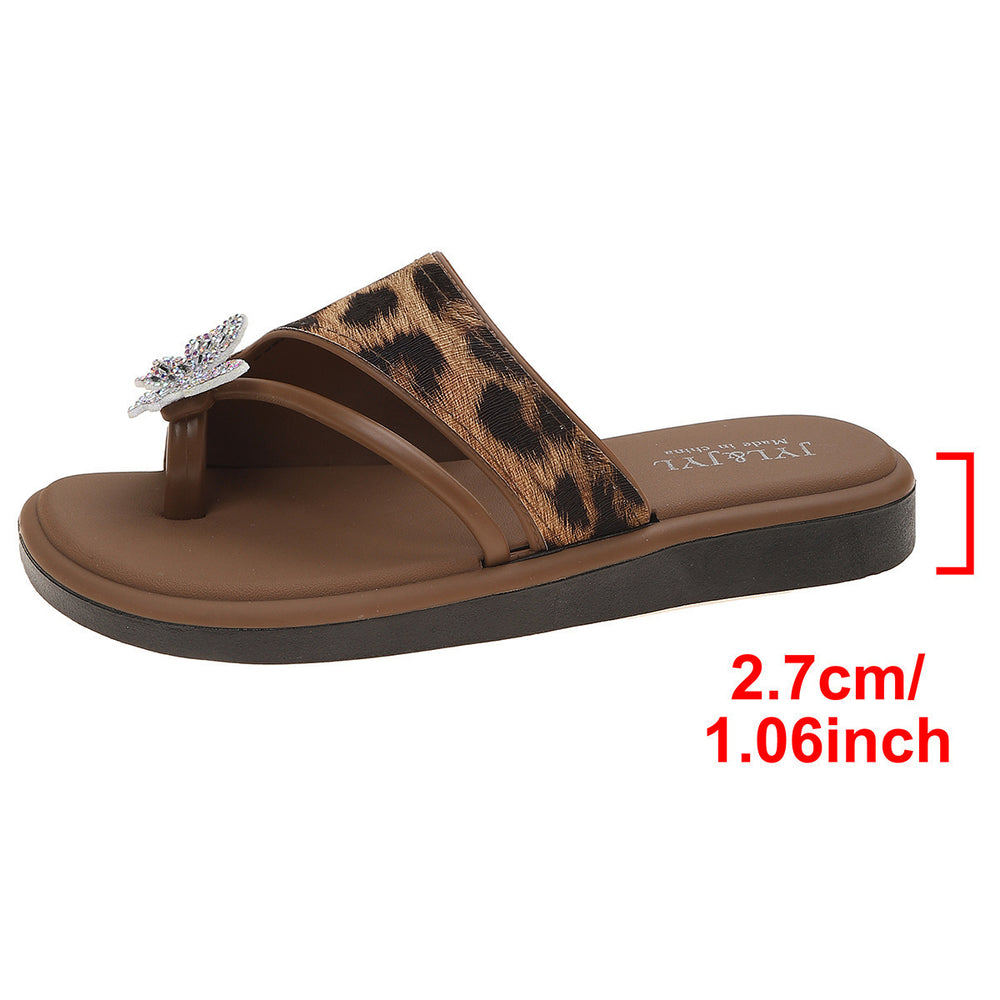 plus size leopard print toe flats slippers for women outwearsummernew arrivalcasualfashion beach vacation sandals